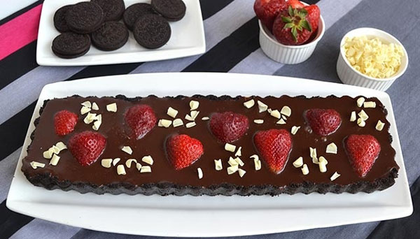 Tarte au chocolat et fraise