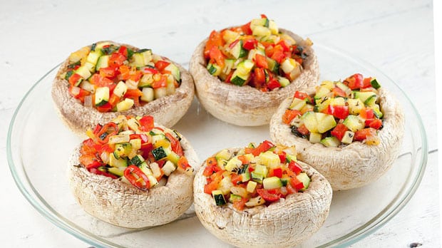 champignons farcis aux légumes légers