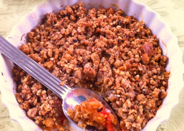 Crumble aux tomates et oignons Weight Watchers