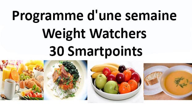 Programme d'une semaine Weight Watchers de 30 Smartpoints