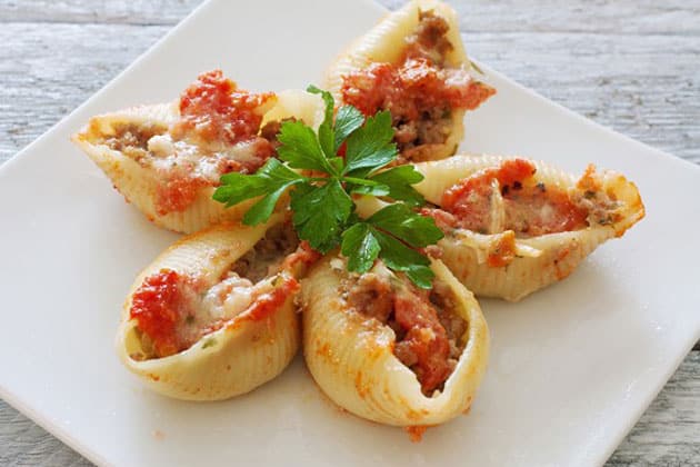 Conchiglies farcies au boeuf haché légère