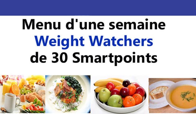 Menu d'une semaine Weight Watchers de 30 Smartpoints