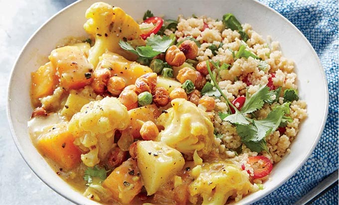 chou-fleur et pois chiches au curry