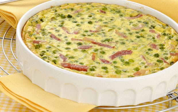 clafoutis de petits pois, jambon et Kiri WW