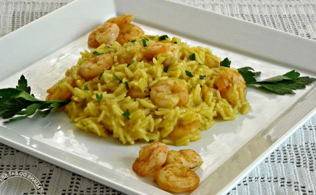 Risotto aux crevettes et au curry avec Thermomix