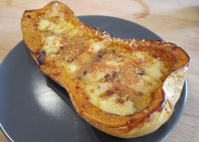 Butternut farcie aux lardons WW