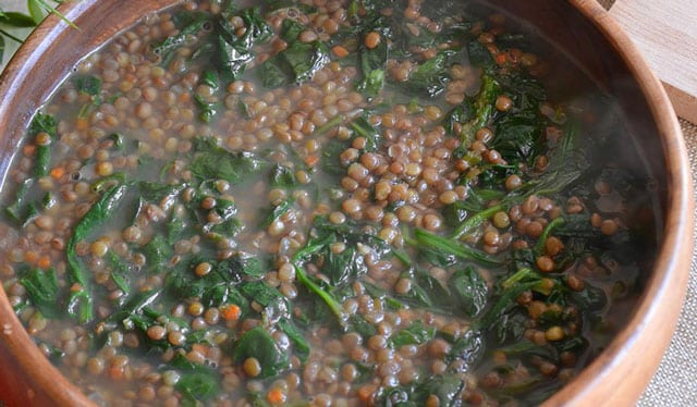 lentilles aux épinards WW