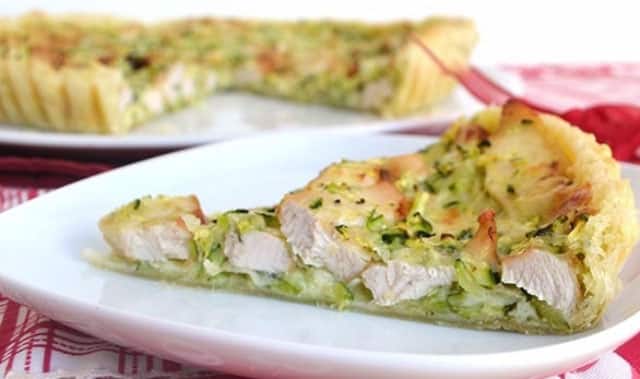 Tarte légère au poulet et aux courgettes WW