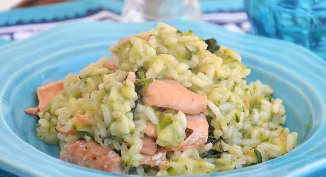 Risotto au saumon et aux courgettes WW