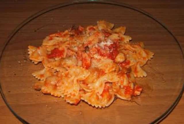 farfalles aux champignons et lardons WW