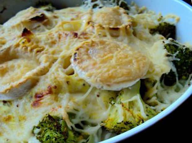 gratin de pâtes au brocoli et chèvre ww
