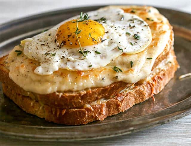 Croque-madame au jambon emmental ww