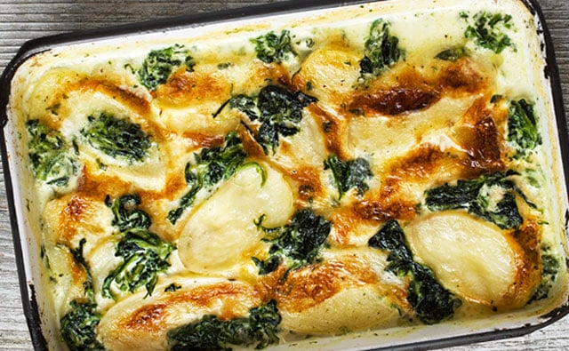 gratin de pommes de terre et épinards