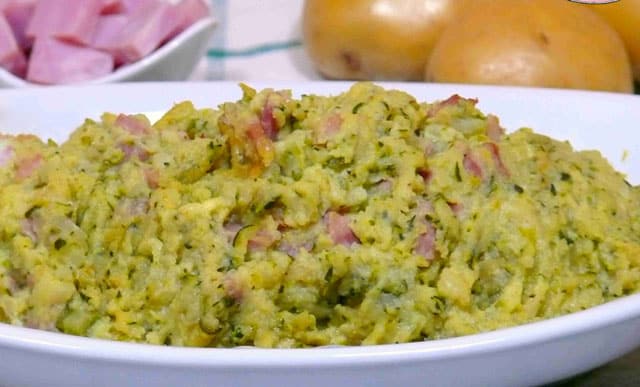 purée de pomme de terre de courgettes et jambon WW