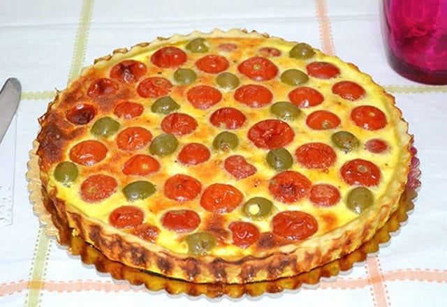 quiche aux tomates cerises et olives vertes WW
