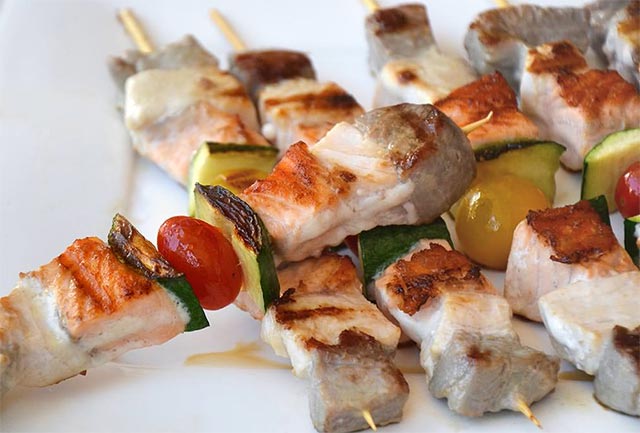 Brochettes de poisson et courgettes ww