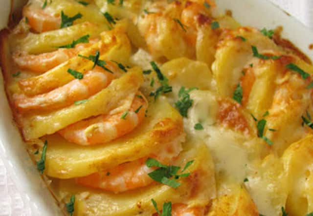 gratin de crevettes et pommes de terre WW