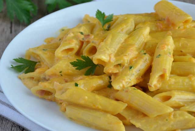 pâtes à la crème de potiron et au saumon WW