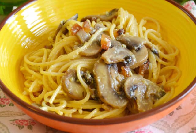 spaghettis carbonara aux champignons WW