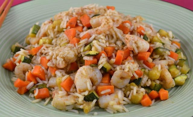 Riz Sauté aux Crevettes et Légumes WW