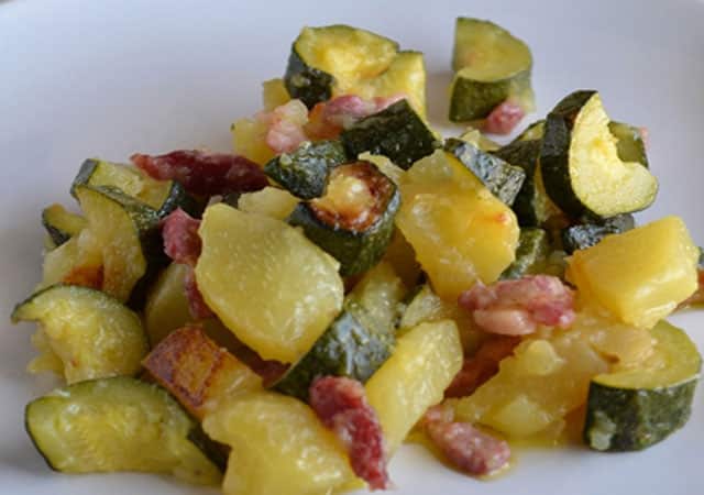 Poêlée de Courgette et Pomme de Terre aux Lardons WW