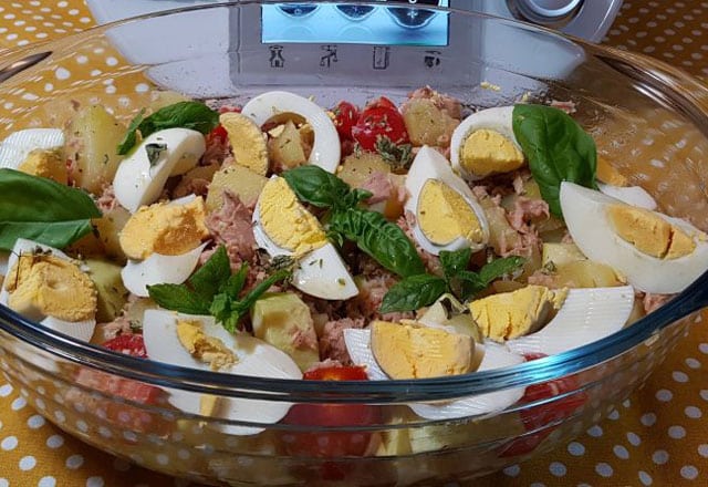 salade de pomme de terre au thon et aux œufs au Thermomix