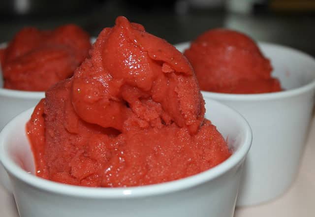 sorbet aux fraises et à la menthe au Thermomix