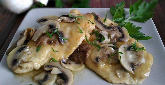 Escalopes poulet champignons