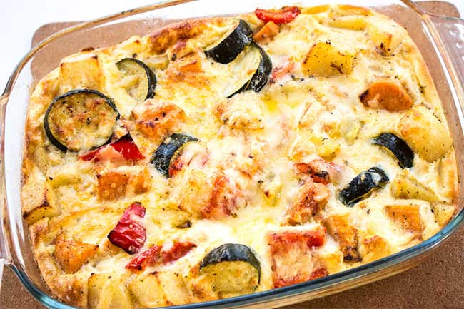 Quiche sans pâte au curry et légumes