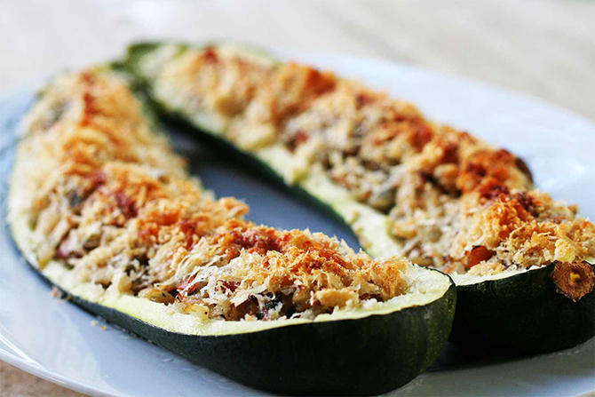 Courgettes farcies au fromage et thon