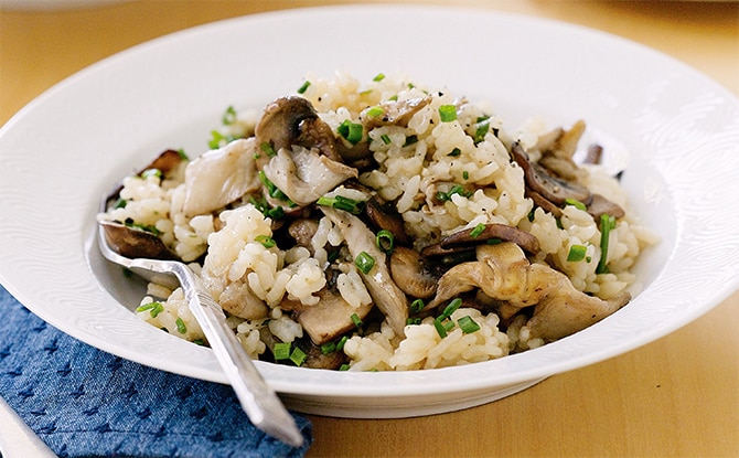 Risotto crémeux au poulet et champignons