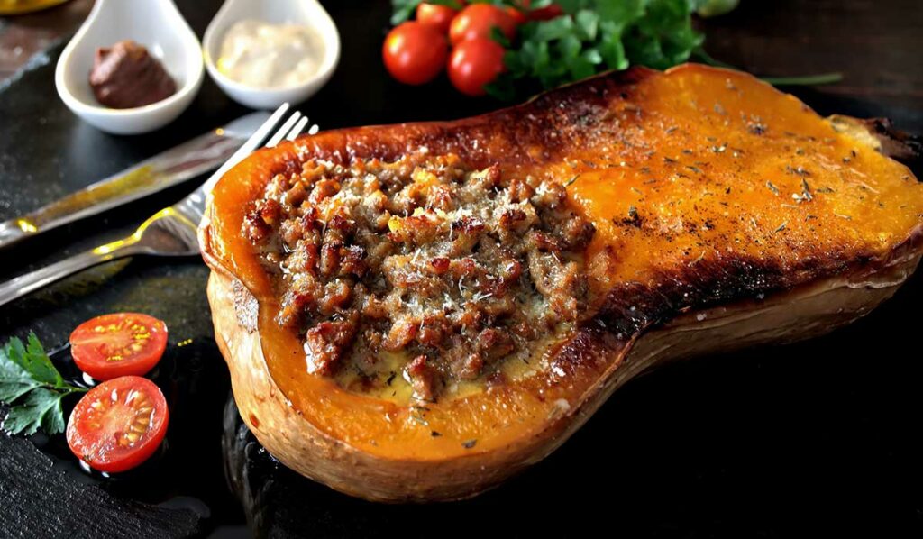 Butternut farcie à la viande hachée