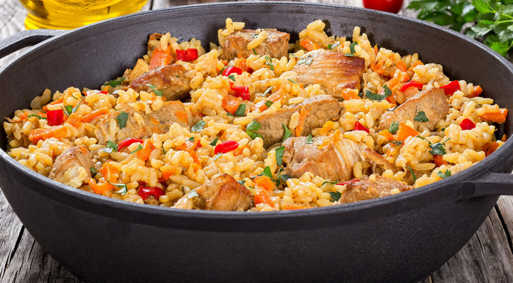 Marmite de poulet au riz à l'espagnole