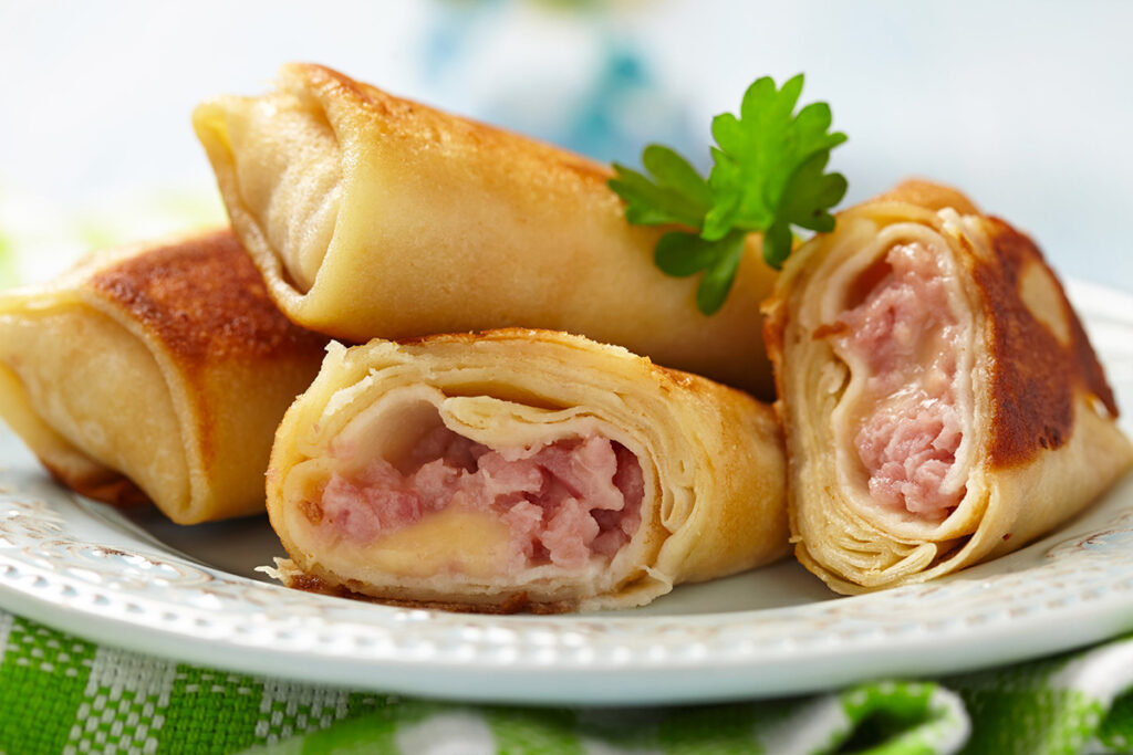 roulés de crêpes au jambon et fromage frais