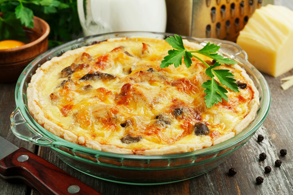 quiche au poulet et champignons