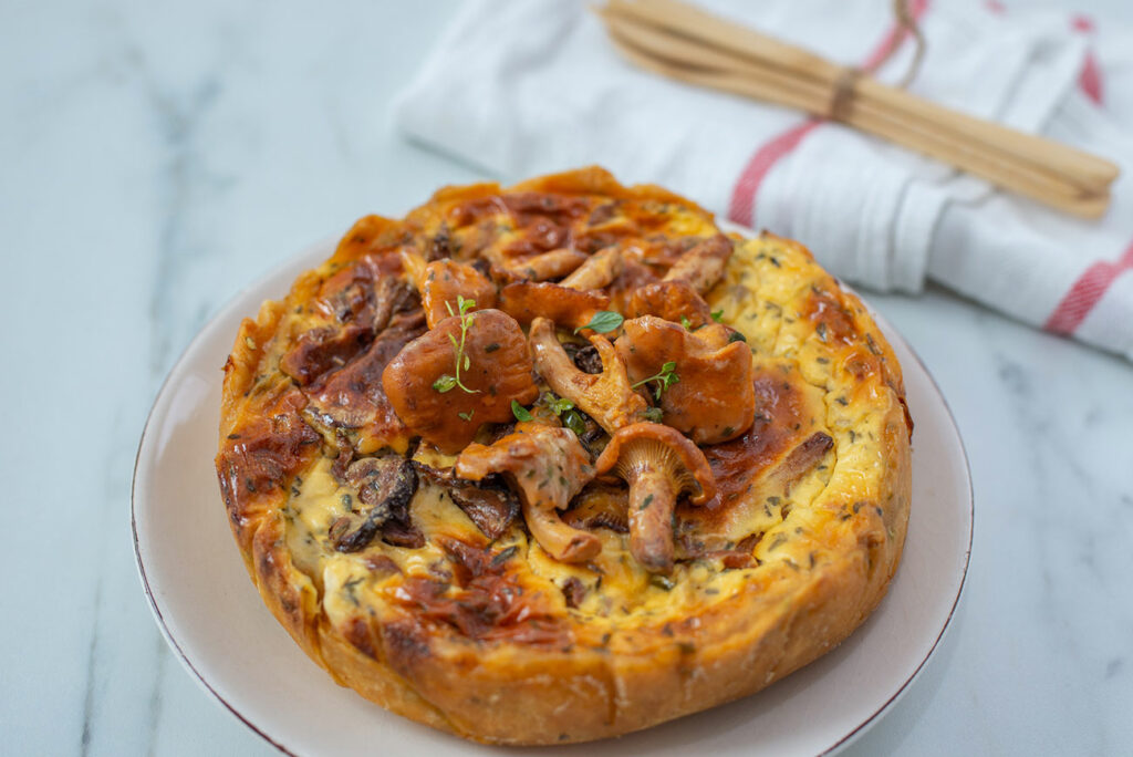 Quiche aux champignons et potiron