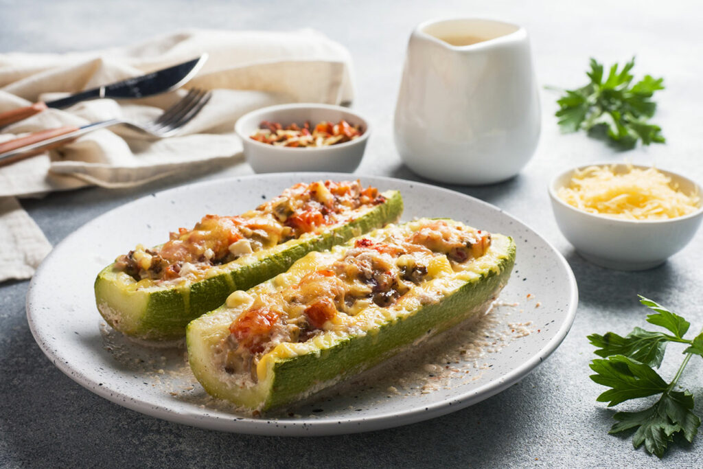 Courgettes farcies avec champignons