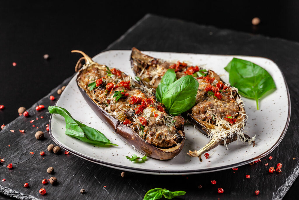 Aubergines Farcies aux Champignons