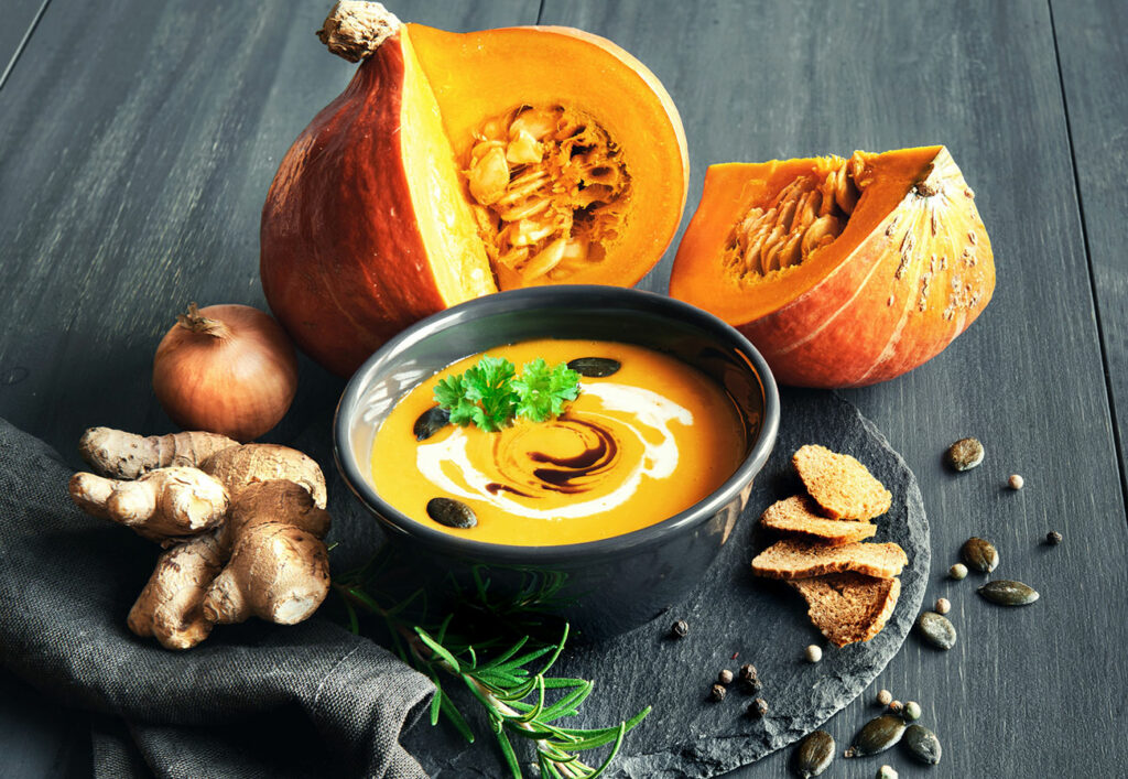 Soupe de potiron et lait de coco