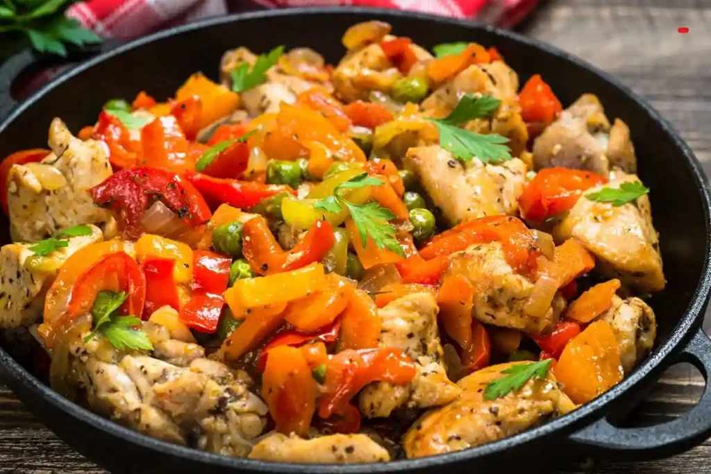 Poêlée de légumes et poulet