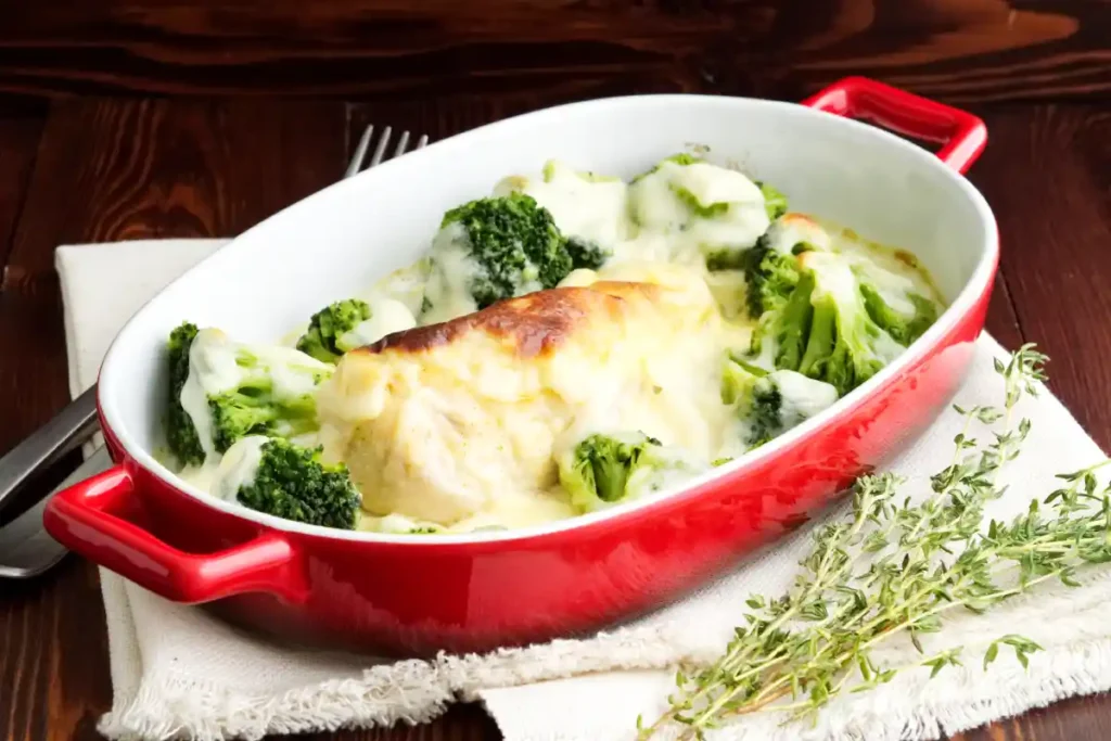Gratin de Filet de Poulet et Brocoli à la Sauce Béchamel Allégée